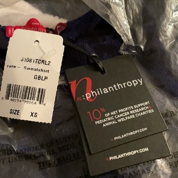 PHILANTHROPY Azure Sweatshirt New XS - Picture 3 of 3